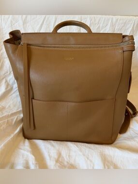 Mina Baie Tan Leather Baby Bag Backpack